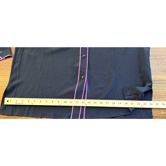 Vintage Bob Mackie Wearable Art Black Shirt XL Silk Embroidered Bow Blouse - Picture 4 of 7